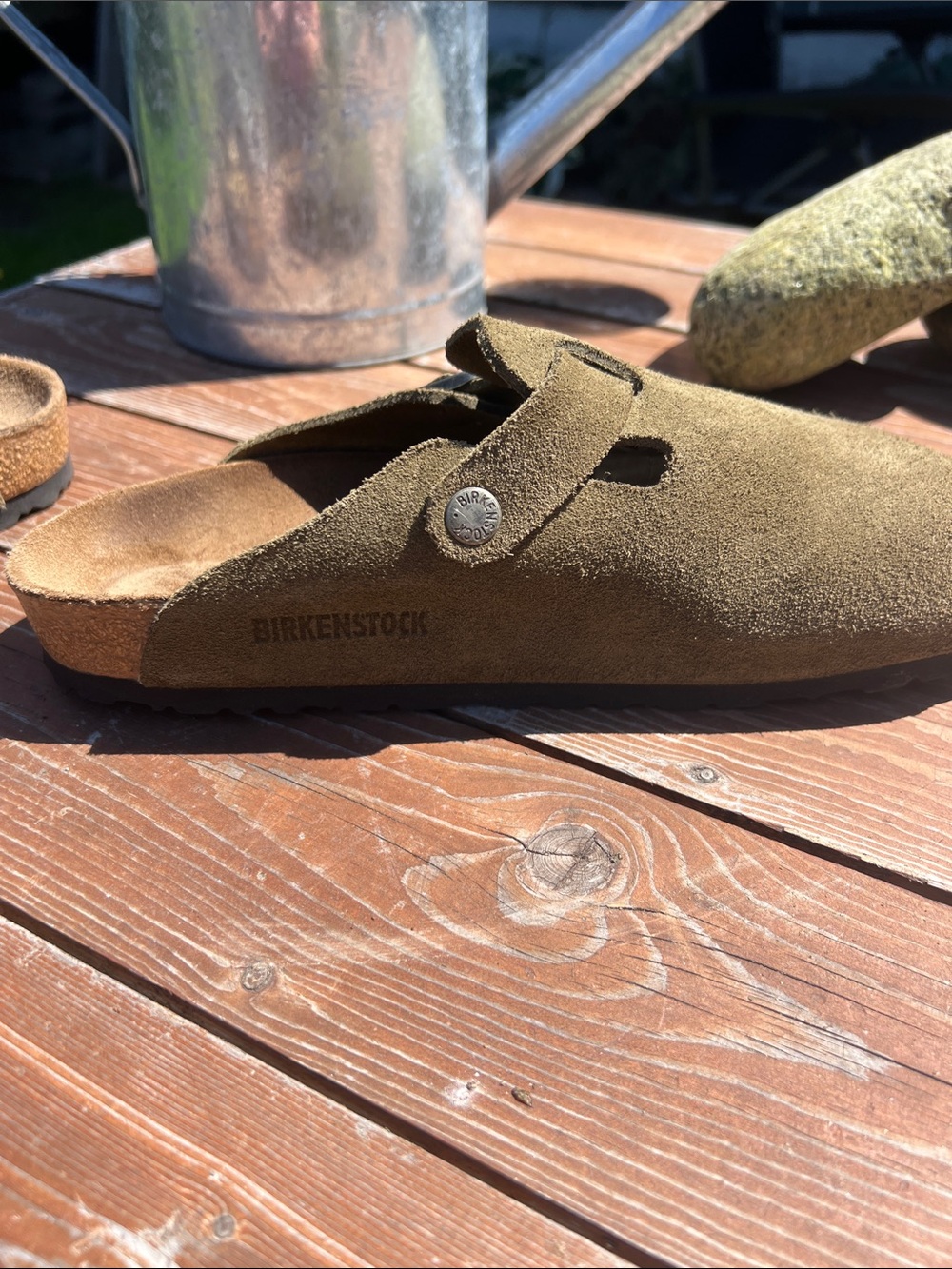 Birkenstock Olive Suede Clogs - Picture 4 of 9